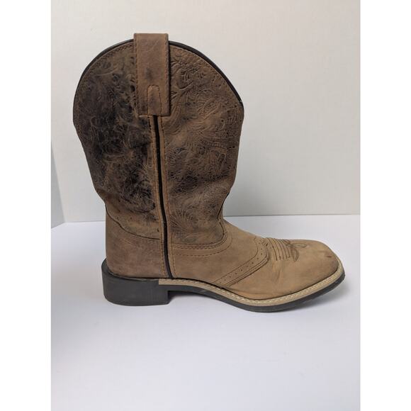 Smoky Mountain Brown Leather Western Cowboy  Boots Kids Size 3 Youth Square Toe - Picture 6 of 12
